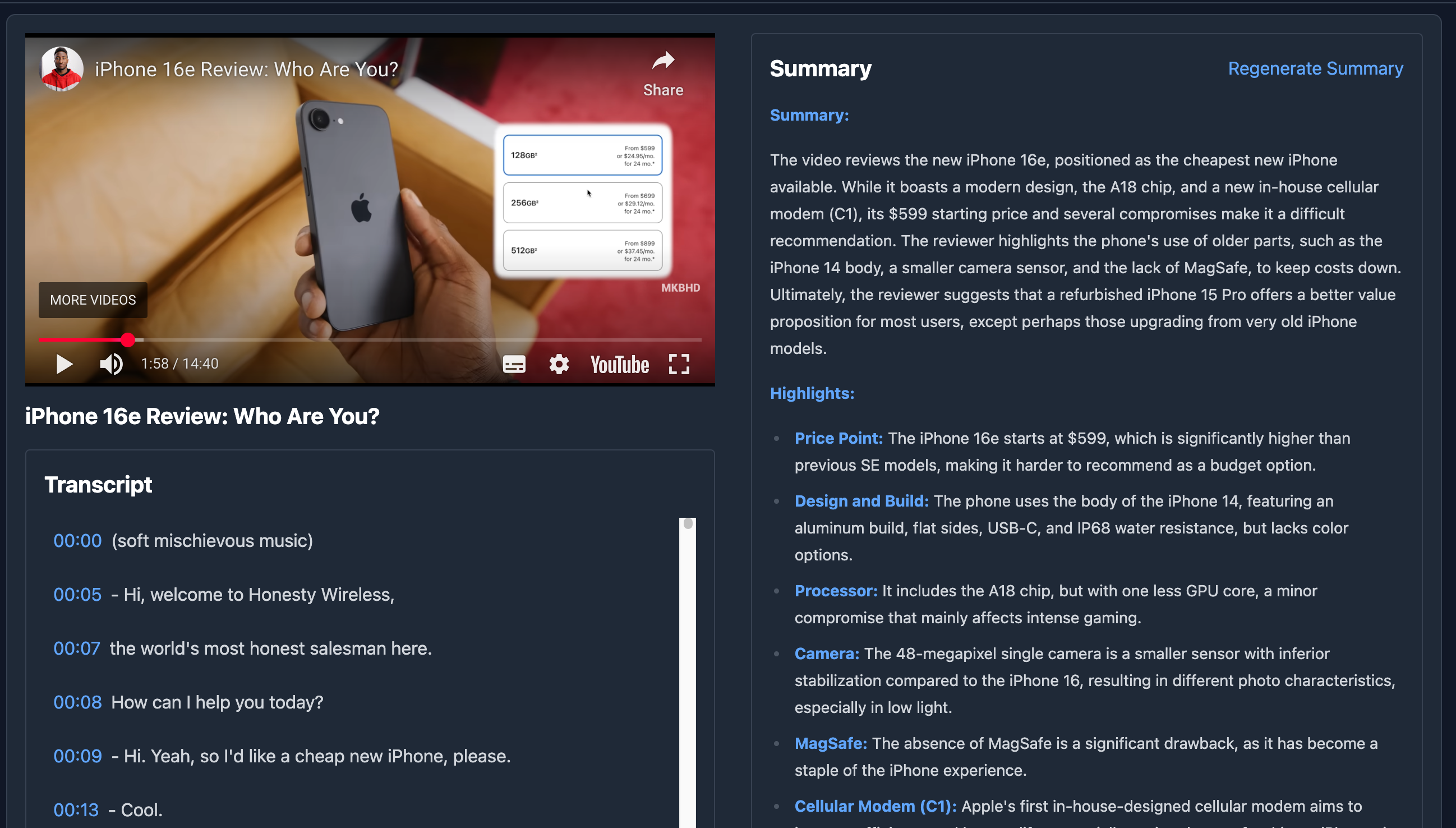 Summarize YouTube Video with ConciseGPT